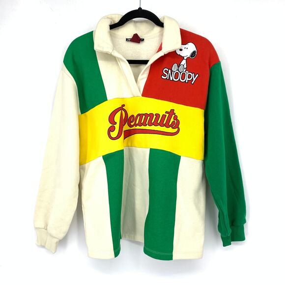 Zara Peanuts Snoopy Pullover Sweatshirt Womens Size M Cream Green Yellow Red - Picture 1 of 6